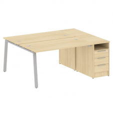 Metal System Рабочая станция с тумбой на А-образном м/к БА.РС-СТП-2.3 Акация Лорка/Металл Серый 1812