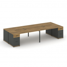 Concept Рабочая станция 4 места с 2 опорными тумбами CN.DRS-432 A Сандал Янтарный/Антрацит/Металл Ан