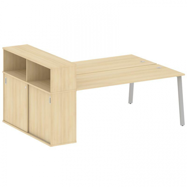 Metal System Рабочая станция с шкафом-купе на А-образном м/к БА.РС-СШК-2.5 Т Акация Лорка/Металл Сер