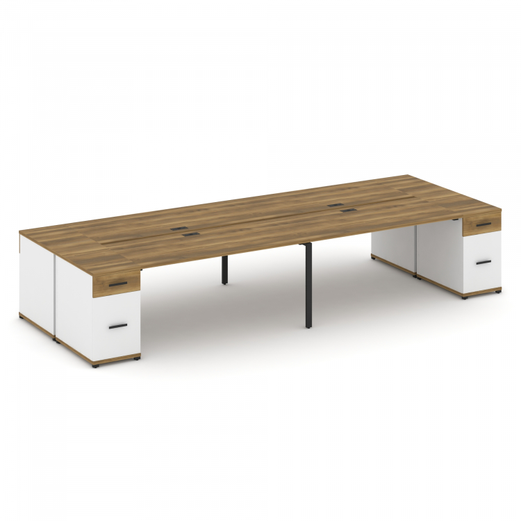 Concept Рабочая станция 4 места с 2 опорными тумбами CN.DRS-432 B Сандал Янтарный/Белый Бриллиант/Ме