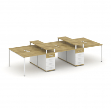 Concept Рабочая станция 6 мест с 2 опорными тумбами CN.DRS-465 W Дуб Винченцо/Белый Бриллиант/Металл