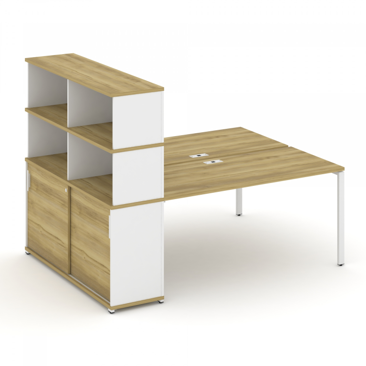 Concept Рабочая станция с опорным шкафом-купе с надставкой выс. CN.DRS-244 W Дуб Винченцо/Белый Брил