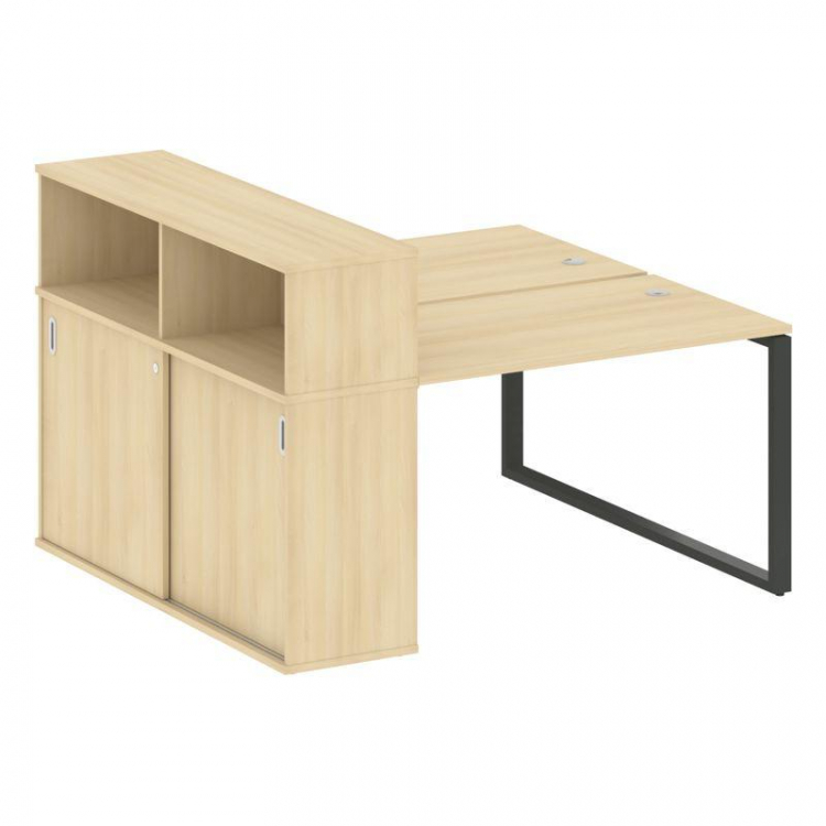 Metal System Рабочая станция с шкафом-купе на О-образном м/к БО.РС-СШК-2.2 Т Акация Лорка/Металл Ант