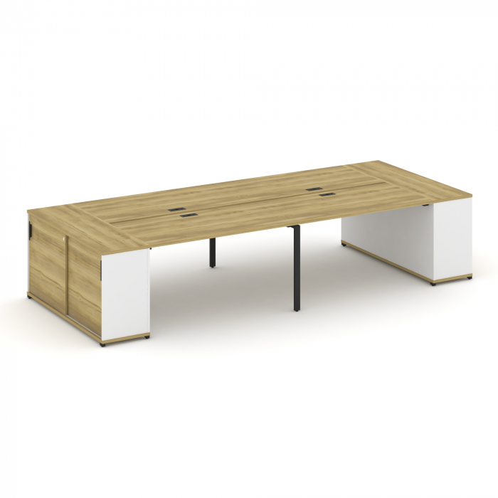 Концепт Рабочая станция с опорными шкафами-купе CN.DRS-279 B Дуб Винченцо/Белый Бриллиант/Металл Чер