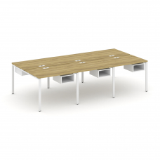 Concept Рабочая станция двухсторонняя с подвес. тумбами на 6 мест CN.DRS-141 Дуб Винченцо/Белый Брил