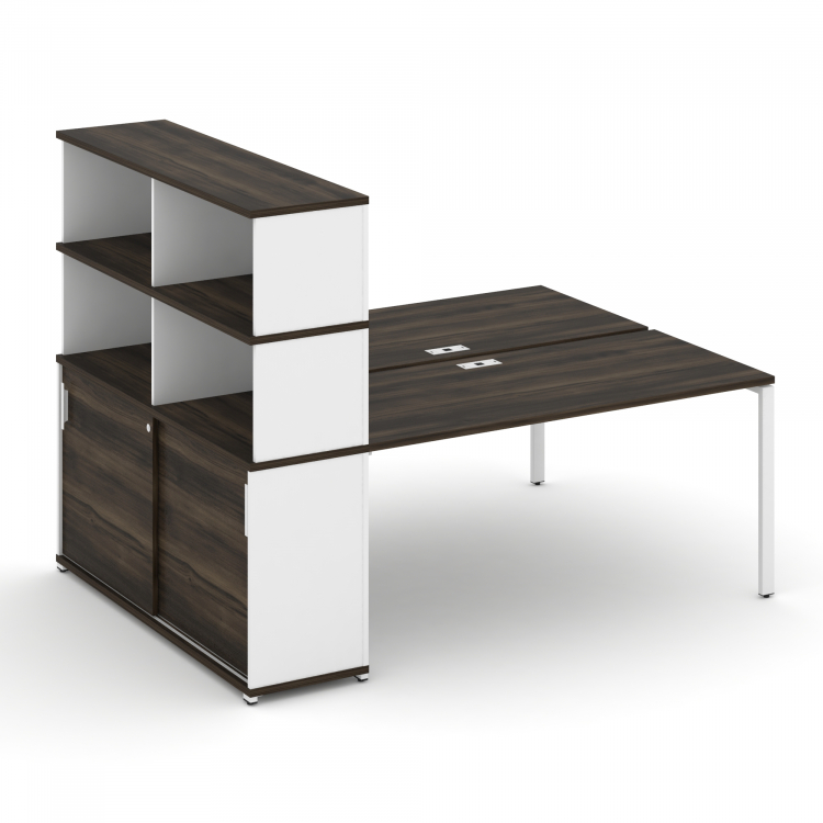 Concept Рабочая станция с опорным шкафом-купе с надставкой выс. CN.DRS-244 W Дуб Мали/Белый Бриллиан