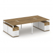 Concept Рабочая станция 4 места с 2 двухсторонними опорными тумбами CN.DRS-327 W Сандал Янтарный/Бел