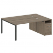 Metal System Рабочая станция с тумбой на П-образном м/к БП.РС-СТП-2.4 Вяз Благородный/Металл Антраци