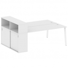 Metal System Рабочая станция с шкафом-купе на А-образном м/к БА.РС-СШК-2.5 Т Белый/Металл Белый 2210