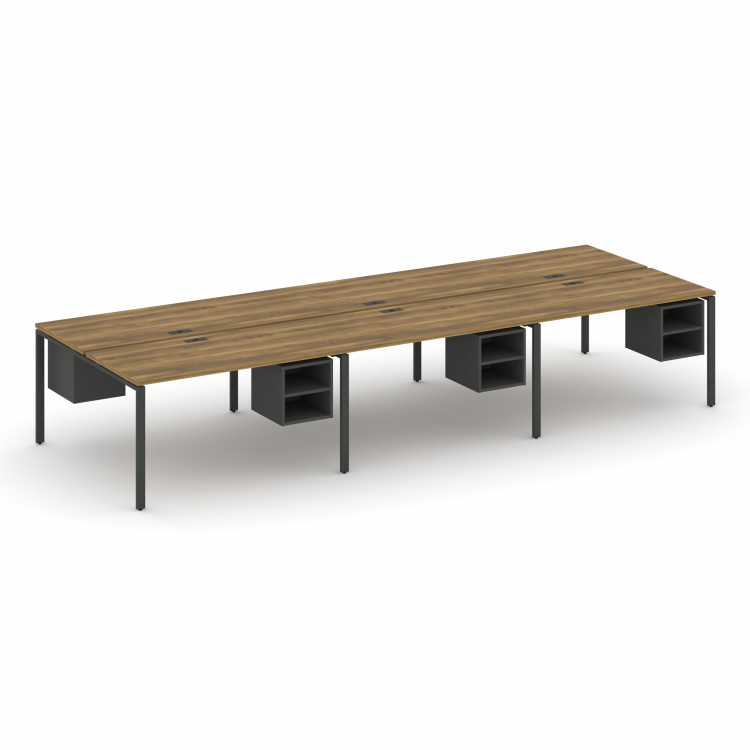 Concept Рабочая станция двухсторонняя с подвес. тумбами на 6 мест CN.DRS-146 Сандал Янтарный/Антраци