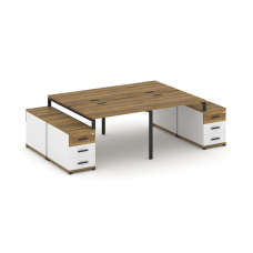 Concept Рабочая станция 4 места с 2 двухсторонними опорными тумбами CN.DRS-325 B Сандал Янтарный/Бел