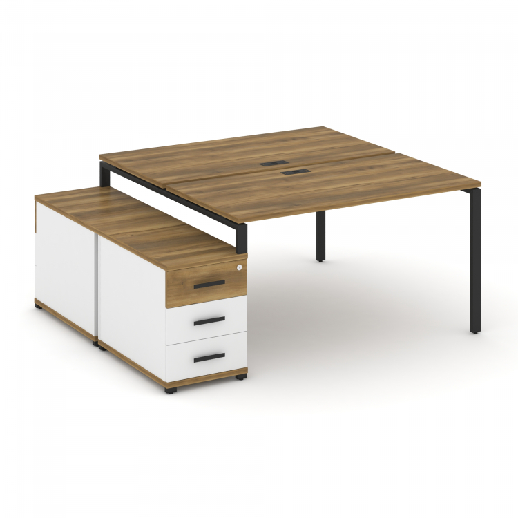 Concept Рабочая станция 2 места с двухсторонней опорной тумбой CN.DRS-303 B Сандал Янтарный/Белый Бр