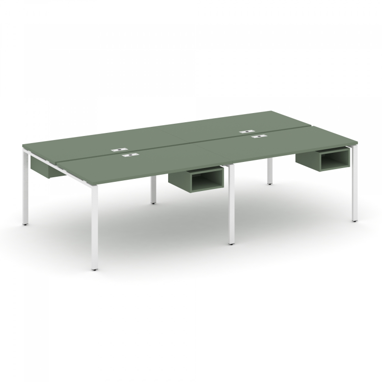 Concept Рабочая станция двухсторонняя с подвесными тумбами на 4 места CN.DRS-123 Кобо/Металл Белый 2