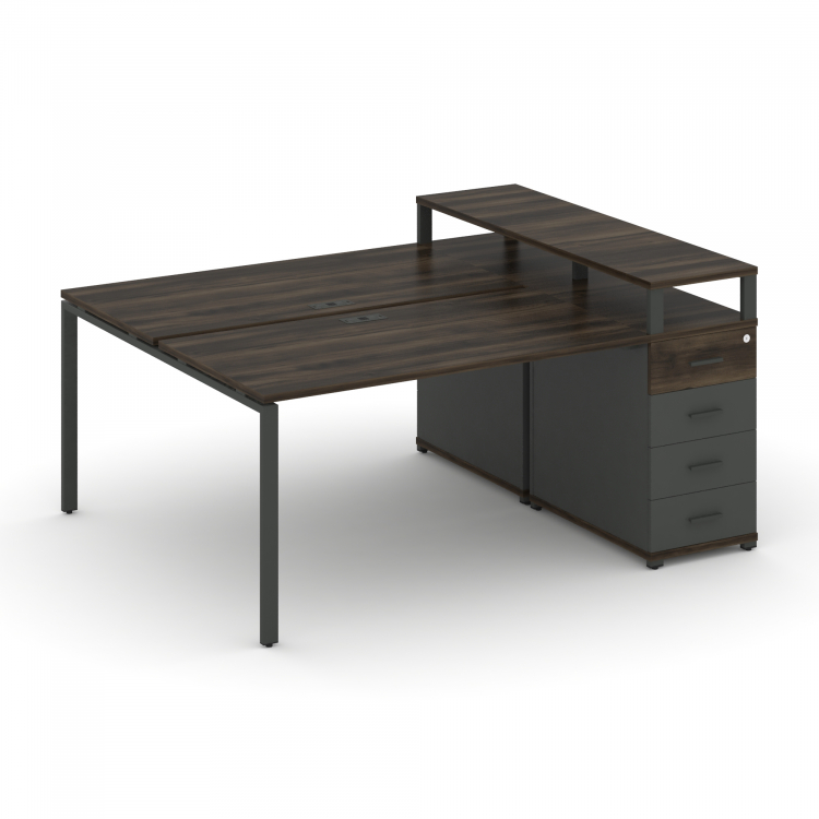 Concept Рабочая станция с 1 опорной тумбой CN.DRS-411 A Дуб Мали/Антрацит/Металл Антрацит 1800*1480*