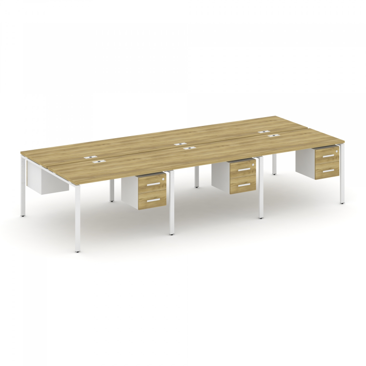 Concept Рабочая станция двухсторонняя с подвес. тумбами на 6 мест CN.DRS-154 W Дуб Винченцо/Белый Бр