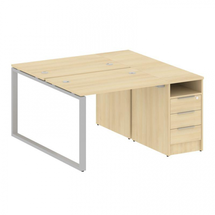 Metal System Рабочая станция с тумбой на О-образном м/к БО.РС-СТП-2.1 Акация Лорка/Металл Серый 1412