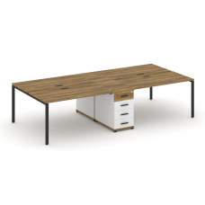 Concept Рабочая станция 4 места с 1 опорной тумбой CN.DRS-419 B Сандал Янтарный/Белый Бриллиант/Мета