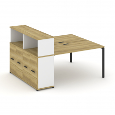 Concept Рабочая станция с опорным распаш. шкафом с надставкой низ. CN.DRS-227 B Дуб Винченцо/Белый Б