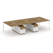 Concept Рабочая станция 6 мест с 2 двухсторонними опорными тумбами CN.DRS-342 W Сандал Янтарный/Белы