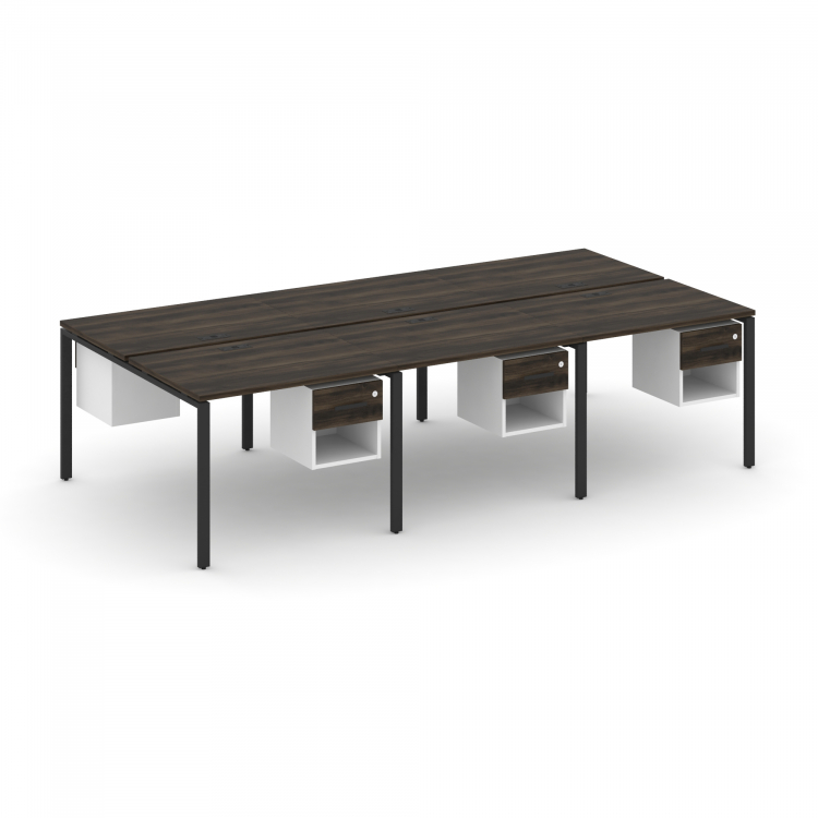 Concept Рабочая станция двухсторонняя с подвес. тумбами на 6 мест CN.DRS-157 B Дуб Мали/Белый Брилли