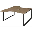 Бенч эргономичный на 2 рабочих места на металлокаркасе НТМП.О.Б2-040 Дуб сафари/Антрацит 1400x2036x750 Аргентум-МП