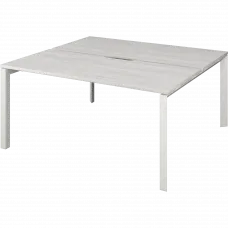 Бенч двойной на 2 рабочих места на металлокаркасе НТМП.П.Б2-160 Сосна винтер/Белый 1600x1496x750 Аргентум-МП