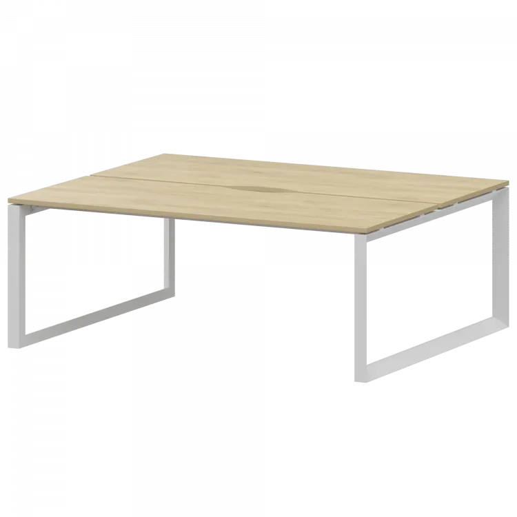 Бенч двойной на 2 рабочих места на металлокаркасе НТМП.О.Б2-180 Баттл Рок/Белый 1800x1496x750 Аргентум-МП