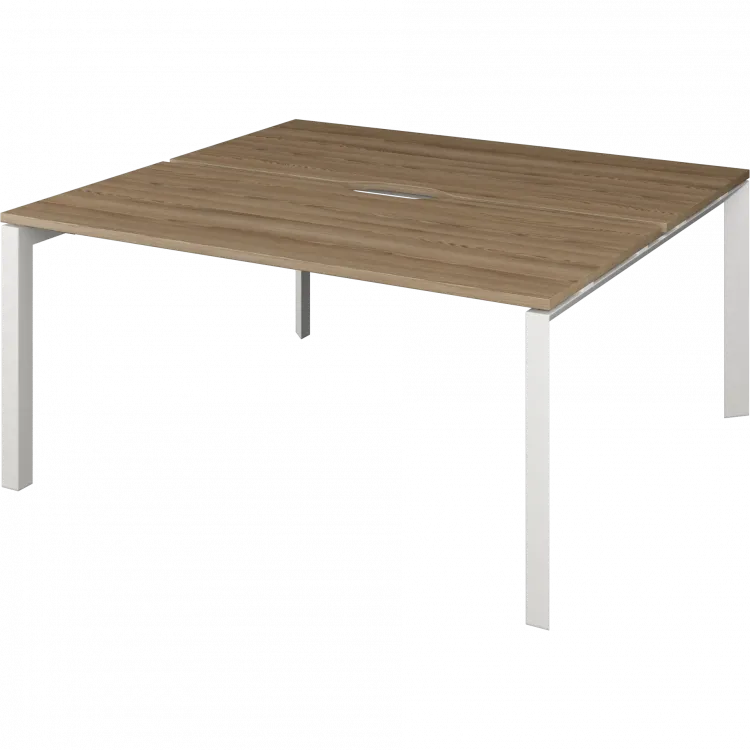 Бенч двойной на 2 рабочих места на металлокаркасе НТМП.П.Б2-120 Дуб сафари/Белый 1200x1496x750 Аргентум-МП