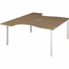 Бенч эргономичный на 2 рабочих места на металлокаркасе НТМП.П.Б2-060 Дуб сафари/Белый 1600x2036x750 Аргентум-МП