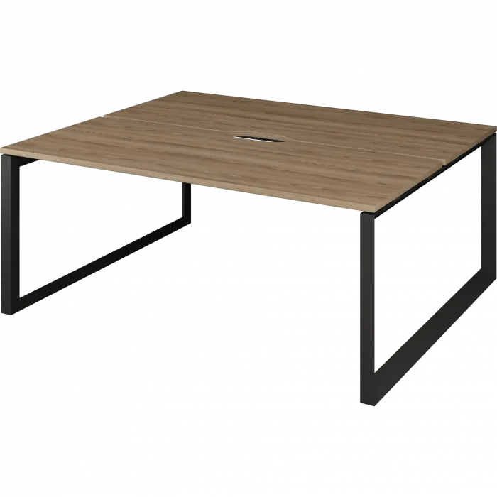 Бенч двойной на 2 рабочих места на металлокаркасе НТМП.О.Б2-200 Дуб сафари/Антрацит 2000x1496x750 Аргентум-МП