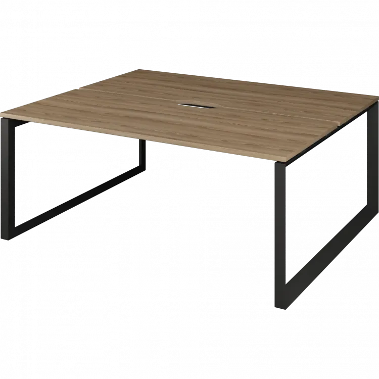 Бенч двойной на 2 рабочих места на металлокаркасе НТМП.О.Б2-200 Дуб сафари/Антрацит 2000x1496x750 Аргентум-МП