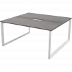 Бенч двойной на 2 рабочих места на металлокаркасе НТМП.О.Б2-140 Лиственница/Белый 1400x1496x750 Аргентум-МП