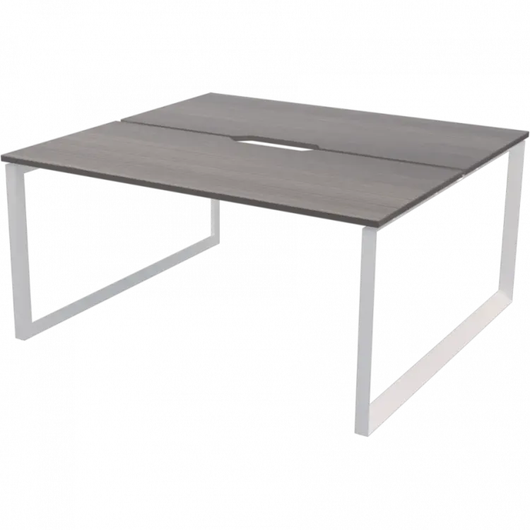 Бенч двойной на 2 рабочих места на металлокаркасе НТМП.О.Б2-140 Лиственница/Белый 1400x1496x750 Аргентум-МП