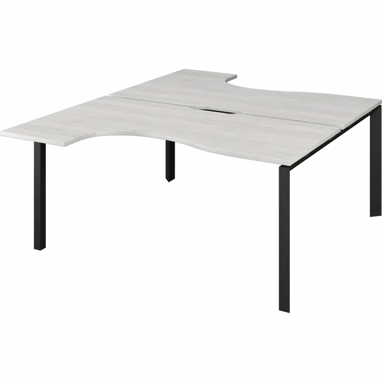 Бенч эргономичный на 2 рабочих места на металлокаркасе НТМП.П.Б2-040 Сосна винтер/Антрацит 1400x2036x750 Аргентум-МП