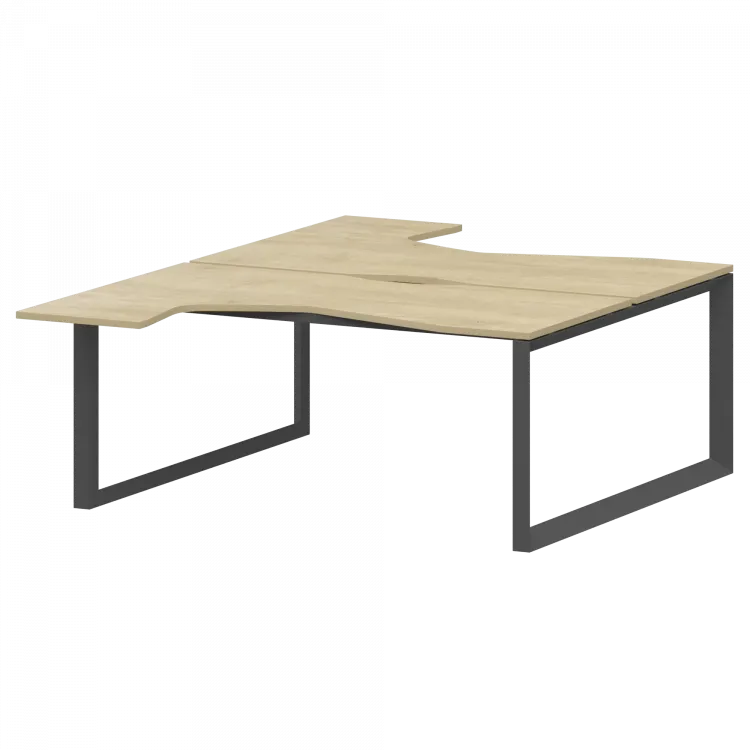 Бенч эргономичный на 2 рабочих места на металлокаркасе НТМП.О.Б2-060 Баттл Рок/Антрацит 1600x2036x750 Аргентум-МП