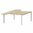 Бенч эргономичный на 2 рабочих места на металлокаркасе НТМП.П.Б2-040 Баттл Рок/Белый 1400x2036x750 Аргентум-МП