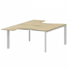 Бенч эргономичный на 2 рабочих места на металлокаркасе НТМП.П.Б2-040 Баттл Рок/Белый 1400x2036x750 Аргентум-МП