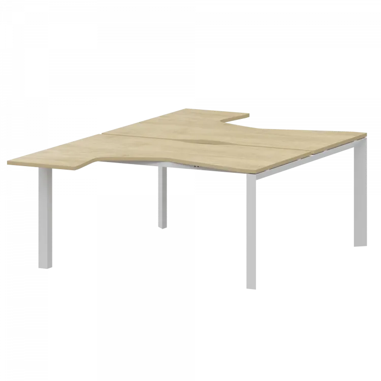 Бенч эргономичный на 2 рабочих места на металлокаркасе НТМП.П.Б2-040 Баттл Рок/Белый 1400x2036x750 Аргентум-МП