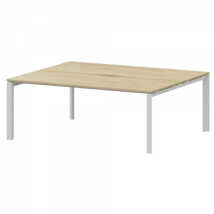 Бенч двойной на 2 рабочих места на металлокаркасе НТМП.П.Б2-200 Баттл Рок/Белый 2000x1496x750 Аргентум-МП