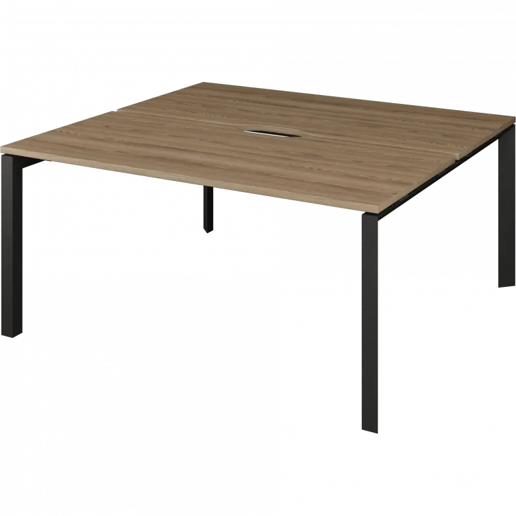 Бенч двойной на 2 рабочих места на металлокаркасе НТМП.П.Б2-140 Дуб сафари/Антрацит 1400x1496x750 Аргентум-МП