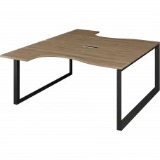 Бенч эргономичный на 2 рабочих места на металлокаркасе НТМП.О.Б2-060 Дуб сафари/Антрацит 1600x2036x750 Аргентум-МП