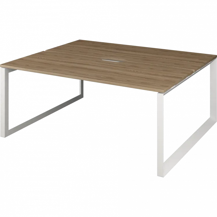 Бенч двойной на 2 рабочих места на металлокаркасе НТМП.О.Б2-200 Дуб сафари/Белый 2000x1496x750 Аргентум-МП