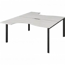 Бенч эргономичный на 2 рабочих места на металлокаркасе НТМП.П.Б2-060 Сосна винтер/Антрацит 1600x2036x750 Аргентум-МП