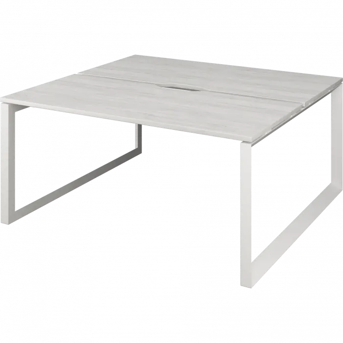 Бенч двойной на 2 рабочих места на металлокаркасе НТМП.О.Б2-140 Сосна винтер/Белый 1400x1496x750 Аргентум-МП