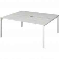 Бенч двойной на 2 рабочих места на металлокаркасе НТМП.П.Б2-200 Сосна винтер/Белый 2000x1496x750 Аргентум-МП