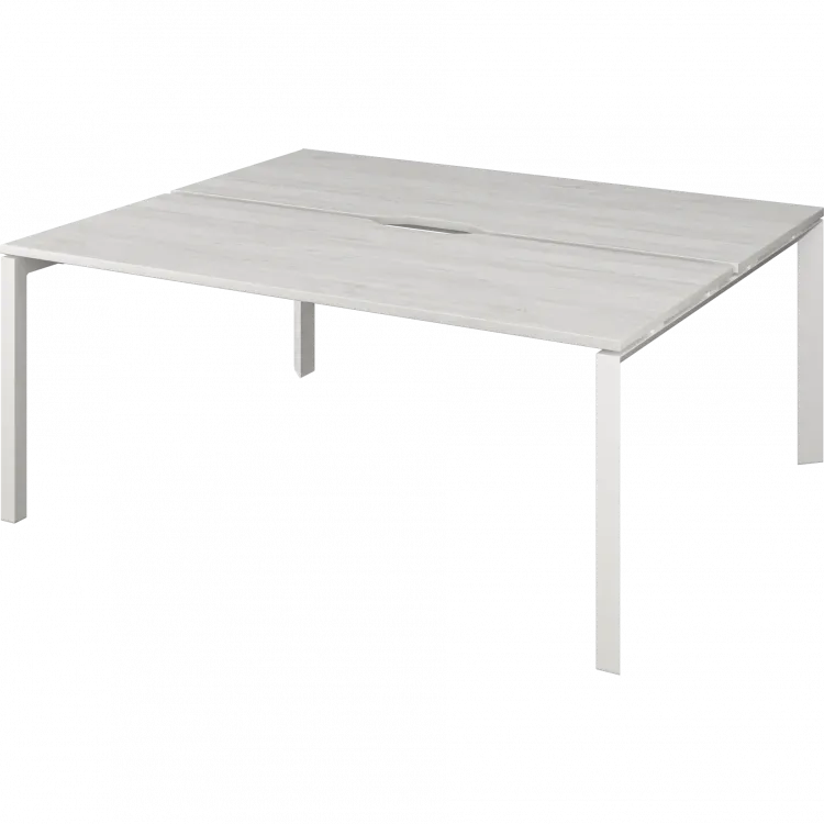 Бенч двойной на 2 рабочих места на металлокаркасе НТМП.П.Б2-200 Сосна винтер/Белый 2000x1496x750 Аргентум-МП