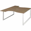 Бенч эргономичный на 2 рабочих места на металлокаркасе НТМП.О.Б2-060 Дуб сафари/Белый 1600x2036x750 Аргентум-МП
