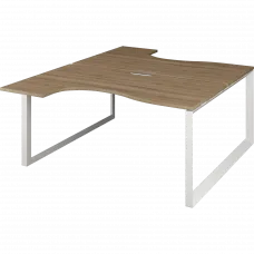Бенч эргономичный на 2 рабочих места на металлокаркасе НТМП.О.Б2-060 Дуб сафари/Белый 1600x2036x750 Аргентум-МП