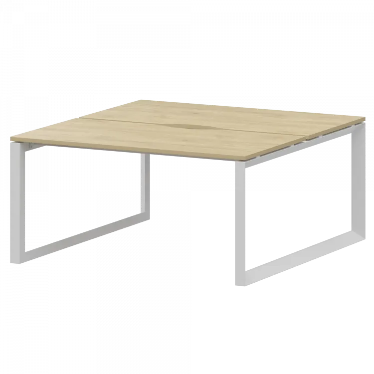 Бенч двойной на 2 рабочих места на металлокаркасе НТМП.О.Б2-140 Баттл Рок/Белый 1400x1496x750 Аргентум-МП