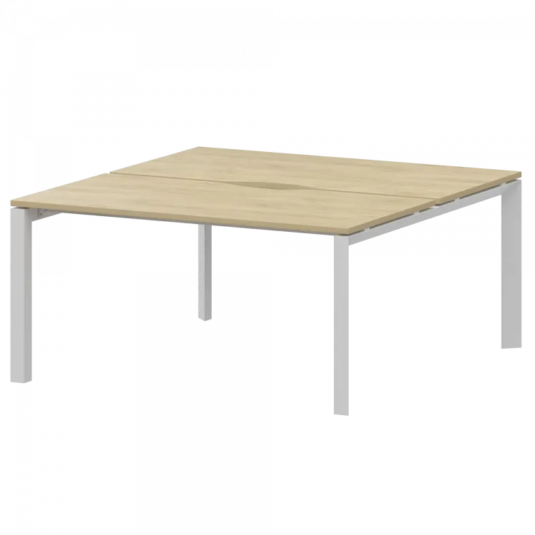 Бенч двойной на 2 рабочих места на металлокаркасе НТМП.П.Б2-140 Баттл Рок/Белый 1400x1496x750 Аргентум-МП